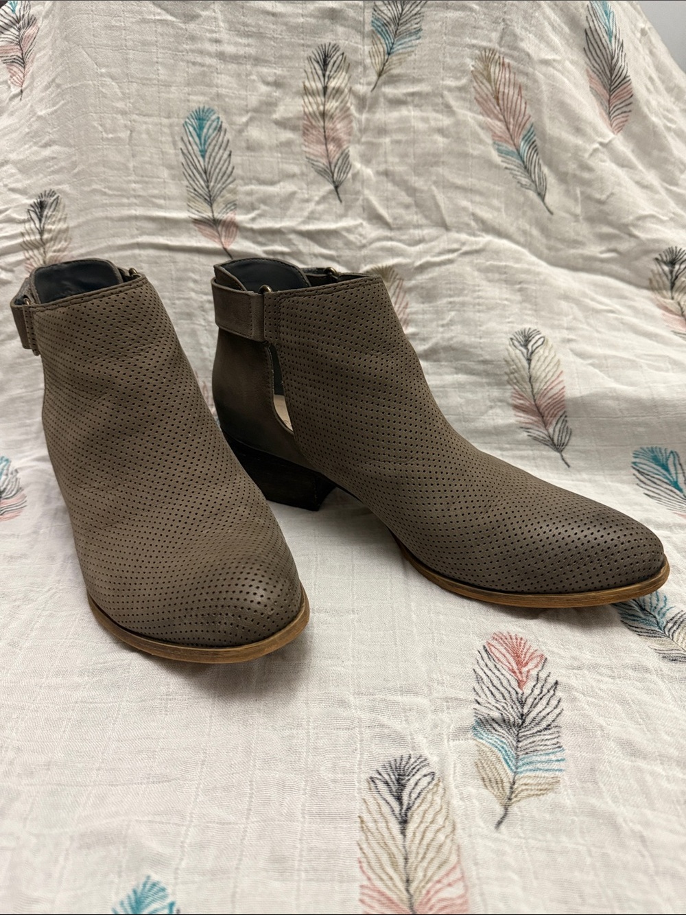 Caslon Perforated Grey/Taupe Women’s Ankle Booties